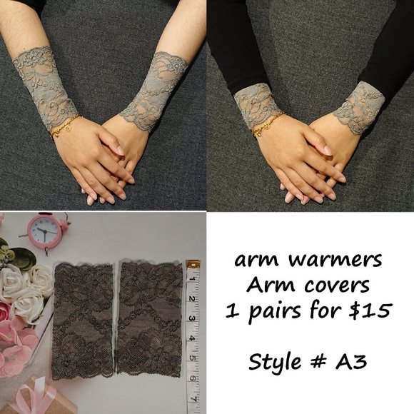 Lace fingerless evening gloves, Arm warmers, Arm Covers, Sleeve Extender - Picture 4 of 7